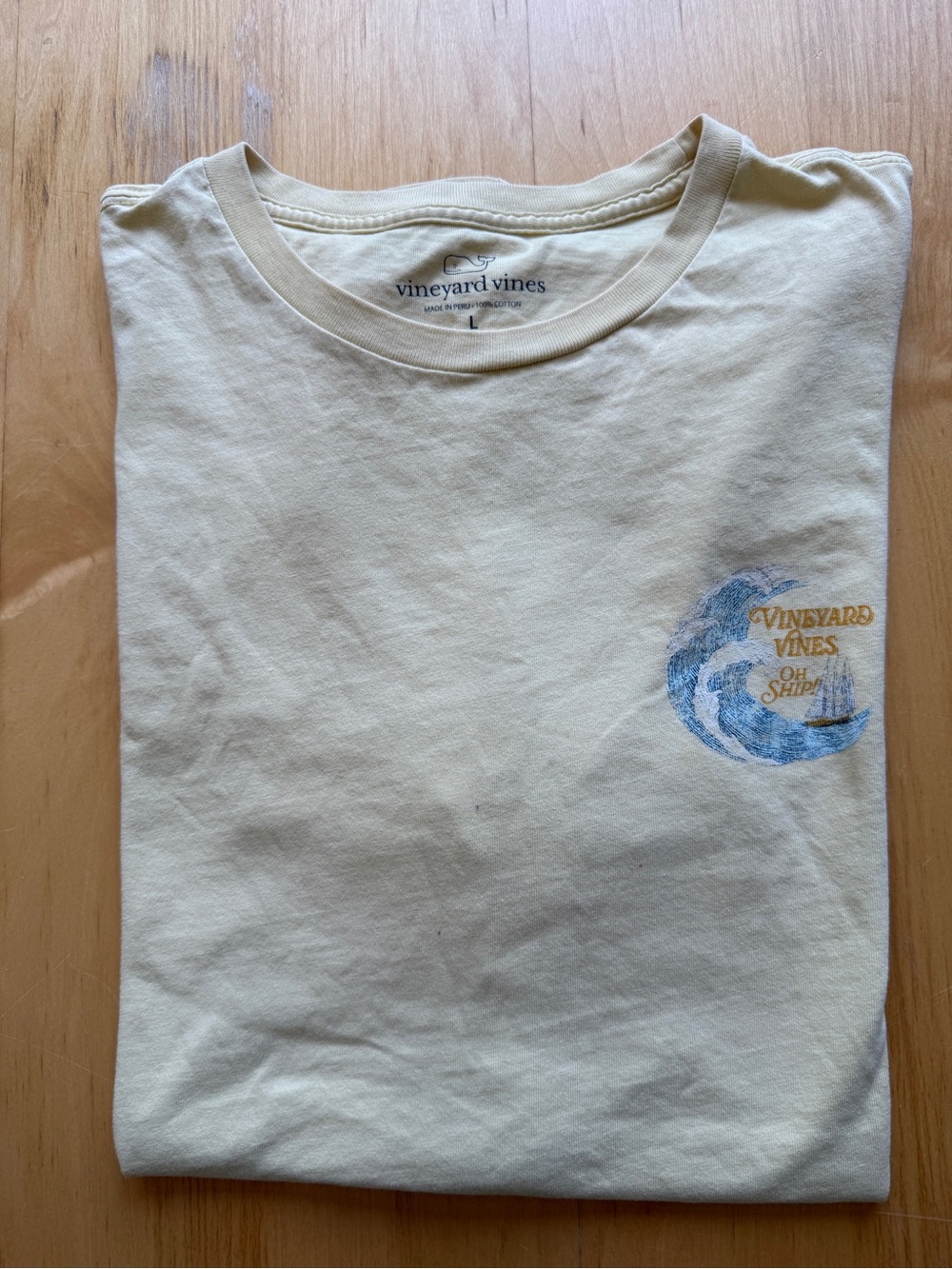 Vineyard Vines Oh Ship Wave Graphic Tee Large Yellow